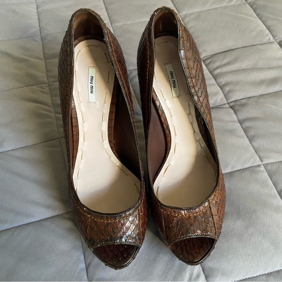 Miu Miu Python Peeptoe Platform Heels - Picture 10 of 14